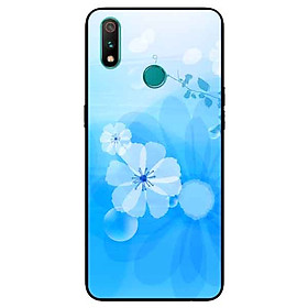 Ốp Lưng in cho Realme 3 Mẫu Bông Hoa Nền Xanh - Hàng Chính Hãng