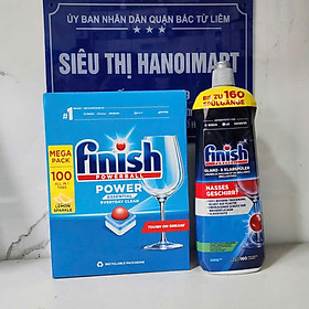 100 Viên rửa chén bát finish nhật bản + 800ml Nước làm bóng chén finish