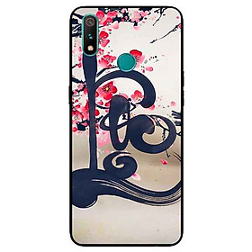 Ốp Lưng in cho Realme 3 Mẫu Thư Pháp LỘC Nền Anh Đào - Hàng Chính Hãng