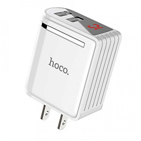Cốc sạc hai cổng Hoco C39 hỗ trợ sạc nhanh 2.4A màn hình LED hiển thị điện áp đầu ra - Hàng chính hãng