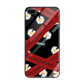 Ốp lưng kính cường lực cho iPhone 7 Plus /8 Plus Nền Hoa Cúc Chéo Peace - Hàng Chính Hãng
