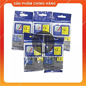 [Combo 5 hộp] Nhãn In Brother HZe-631 - Đen nền vàng 12mm x 8m - Hàng nhập khẩu
