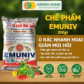 Chế Phẩm Vi Sinh EM Greenhome, Emuniv, Gói 200gr, Dùng Ủ Phân Bón Hữu Cơ, Xử Lý Rác Thải Gia Đình, Phân Huỷ Nhanh