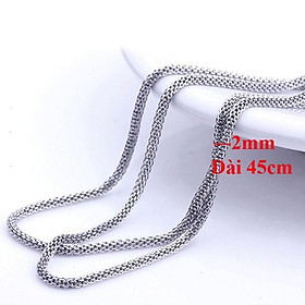 Dây chuyền nam titan cao cấp đẹp sang trọng inox thép không gỉ trangsucpt cỡ 2mm màu trắng PTDCNA41