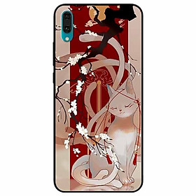 Ốp lưng in cho Huawei Y7 Pro 2019 Mẫu Mèo Cành Hoa Đào