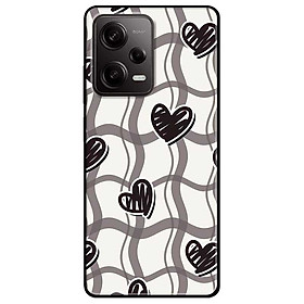 Ốp lưng cho Xiaomi Redmi 12 4G - Redmi Note 12 4G - 12 Pro 4G - 12 Pro 5G - Họa Tiết Tim Đen - Hàng Chính Hãng