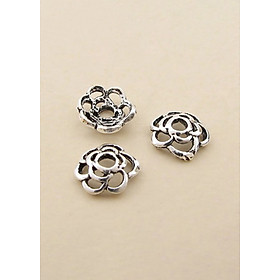 Combo charm bạc chụp hạt họa tiết hoa hồng - Ngọc Quý Gemstones