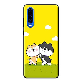 Ốp lưng in cho Huawei P30 mẫu Cún Vàng Và Đen - Hàng chính hãng