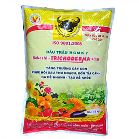 Phân bón hữu cơ vi sinh Đầu Trâu HCMK7 - ngừa bệnh cải tạo và tốt đất (túi 5kg)