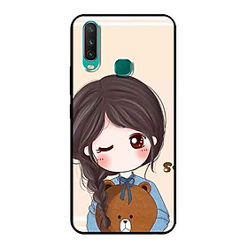 Ốp Lưng in cho Vivo Y17 Mẫu Nàng Ôm Gấu - Hàng Chính Hãng