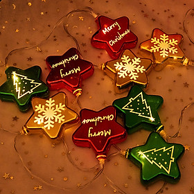 Dây đèn 16 Ngôi Sao Hình Noel-Sáng Vàng-Ko Nối