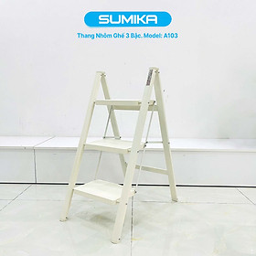Thang nhôm ghế gia đình 3 bậc SUMIKA A103, chiều cao 68cm