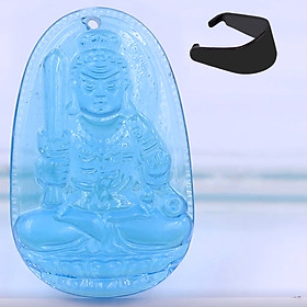[Tuổi Dậu] Mặt Dây Chuyền Phật Bất Động Minh Vương Đá Pha Lê Xanh Lam 3.6cm - Mặt Size Nhỏ - Tặng Kèm Móc Inox - Phong Thủy 868 - May Mắn - Bình An