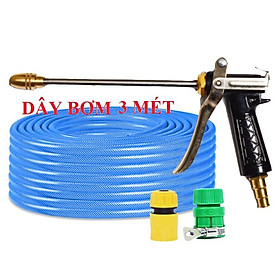 Bộ dây vòi xịt nước rửa xe, tưới cây . tăng áp 3 lần, loại 3m, 5m 206318Iđầu đồng, cút+ tặng túi đựng bút