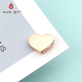 Charm bạc trái tim xỏ ngang màu vàng hồng - Ngọc Quý Gemstones