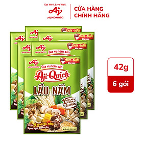 Combo 6 Gói Gia Vị Nêm Sẵn Aji-Quick Lẩu Nấm 44g/Gói