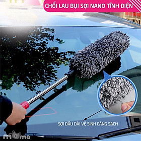 Chổi lau ô tôCây chổi lau bụi bằng sợi dầu,cán dài kim loại rửa xe, dọn nội thất cho xe hơi- Chổi Tròn.