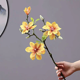 Cành hoa mộc lan cao su 3 bông 1 nụ - Dài 60cm - Cây giả, hoa lụa Decor trang trí nhà cửa.