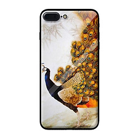 Ốp kính cho iPhone 8 Plus mẫu CÔNG VÀNG HOA 3 - Hàng chính hãng