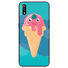 Ốp Lưng in cho Realme 3 Mẫu Kem Mặt Cười Nền Hồng - Hàng Chính Hãng