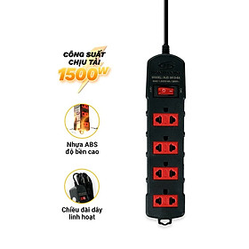 Ổ Cắm Điện Honjianda HJD-0914-6A Chiều Dài Dây 5M Công Suất Tối Đa Max 1500W 250V - 6A - Hàng Chính Hãng