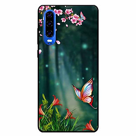 Ốp lưng dành cho Huawei P30 mẫu Bướm Và Hoa Đỏ