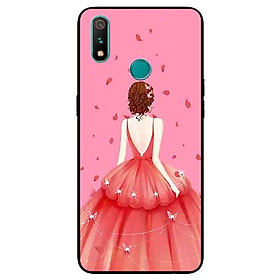 Ốp Lưng in cho Realme 3 Mẫu Cô Gái Váy Hồng - Hàng Chính Hãng