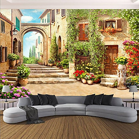 Tranh dán tường 3D khu phố cổ 3 TC45 - 80x125 cm