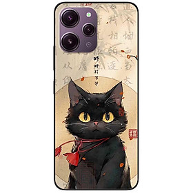 Ốp lưng cho Xiaomi Redmi 12 4G - Redmi Note 12 4G - 12 Pro 4G - 12 Pro 5G - Mèo Đen Nơ Đỏ - Hàng Chính Hãng