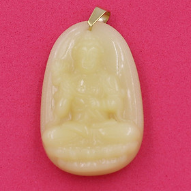 [Tuổi Ngọ] Mặt Dây Chuyền Phật Đại Thế Chí Bồ Tát Đá Thạch Anh Vàng Size Nhỏ 3.6cm & Size Lớn 4.3cm - Tặng Kèm Móc Inox - Phong Thủy 868 - May Mắn - Bình An