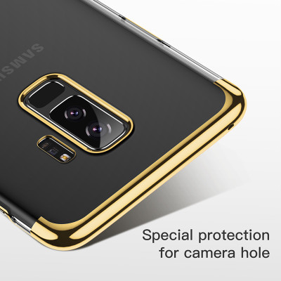 Ốp lưng Silicone cứng chống vân tay trong suốt viền si Crome màu Baseus Glitter Case cho Samsung Galaxy S9 S9Plus  (Hàng chính hãng)