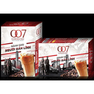 Cafe Hòa Tan 007 3in1 Gu đậm Dành  cho Người Bản Lĩnh 18 gói VỊ MẠNH NHÂN ĐÔI