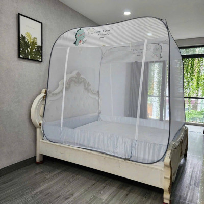 Màn Chụp , Mùng Chụp Cao Cấp Mộc Miên Đỉnh Vuông - Kích Thước 1,8mx2m ( Xám Khủng Long )