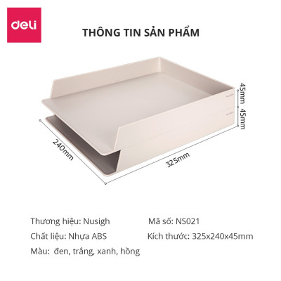 Khay Đựng Tài Liệu DELI - Kệ Xếp Giấy Tờ Cho Sắp Xếp Bàn Học, Bàn Làm Việc Nhựa ABS Cao Cấp, Bộ 2 Chiếc