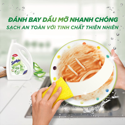 Nước Rửa Chén Bát Sunlight Thiên Nhiên Muối Khoáng & Lô Hội 3.6kg