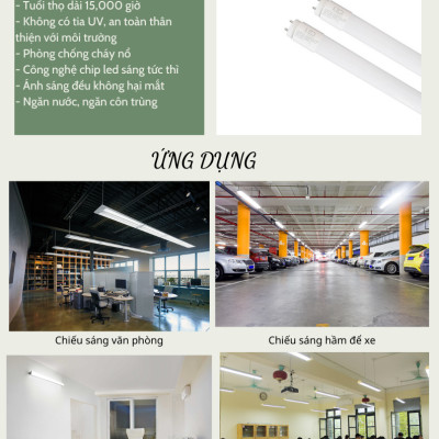 Bóng tuyp LED 60cm T8 LEDGOES 10W Ánh sáng trắng