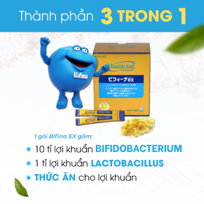 Men tiêu hóa Bifina Nhật Bản - Hỗ trợ cho người rối loạn tiêu hoá,táo bón,tiêu chảy - Loại EX hộp 30 gói