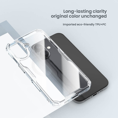 Ốp lưng dành cho iPhone 16 Pro Max, iPhone 16 Pro, iPhone 16 Plus, iPhone 16 hiệu NILLKIN Nature TPU Pro trong suốt chống sốc cao cấp - Hàng chính hãng.