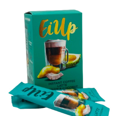 EiUp Cà Phê Hoà Tan Latte Sầu Riêng Dừa hộp 12 gói