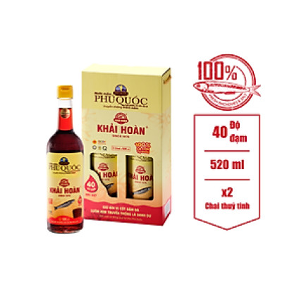Nước mắm Khải Hoàn Phú Quốc 40 độ đạm 520ml cặp 2 chai