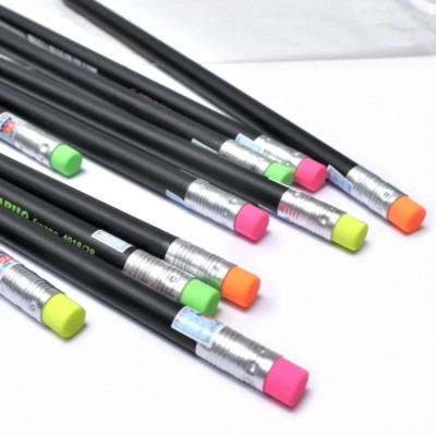Bộ 2 cây bút chì gỗ STABILO Swano 2B thân đen + tẩy ER193 + chuốt chì PS4538 (PC4918-C2S+) - Hồng