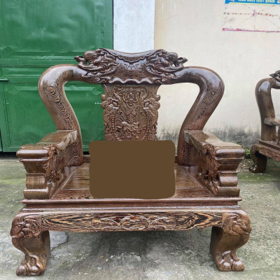 Bộ Bàn Ghế Minh Quốc Voi Gỗ Mun Đuôi Công