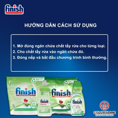 Bộ sản phẩm chất tẩy rửa máy rửa bát Finish Eco hữu cơ 0% - Hàng chính hãng