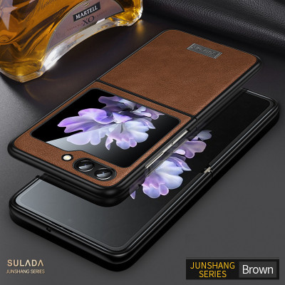 Ốp lưng da cho Samsung Galaxy Z Flip 5 hiệu SULADA viền mềm chống sốc cao cấp - Hàng chính hãng.