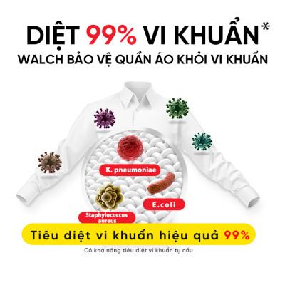 Nước giặt Walch đậm đặc siêu tiết kiệm, kháng khuẩn, khử mùi, tiêu diệt mạt bụi 99%, thích hợp cửa trên và cửa trước(Túi 2L+Chai 3L)