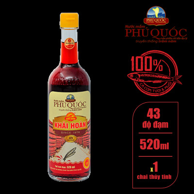 Nước mắm Khải Hoàn Phú Quốc 43 độ đam 520ml thùng 6 chai