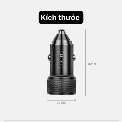 Củ sạc xe hơi Li-Top QC22 công suất 100W sạc siêu nhanh phù hợp các loại ô tô, có QR check hàng chính hãng