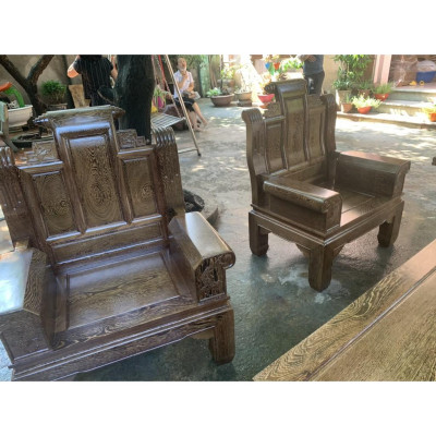 Bộ bàn ghế Âu Á Hộp Cuốn Thư gỗ mun