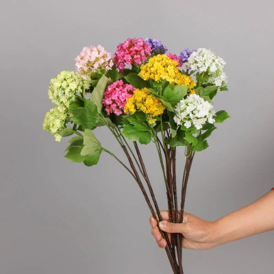 Hoa Cẩm tú cầu giả - Thân gỗ cành 3 bông hoa - Cây giả, hoa lụa Decor trang trí nhà cửa.