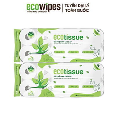 Giấy vệ sinh giấy cuộn cao cấp Ecotissue 3 lớp lốc 10 cuộn có lõi/không lõi cao cấp mềm dai tự nhiên